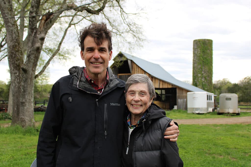 (Roger McCoy and Jane Griffin at the Lamar Cedar Glades and Woodlands Dedication Event in her honor on family land adjacent to the protected, critical cedar glade habitat. Rutherford County, Tennessee, April 12, 2024. Photo: Jon D. B., TennGreen)